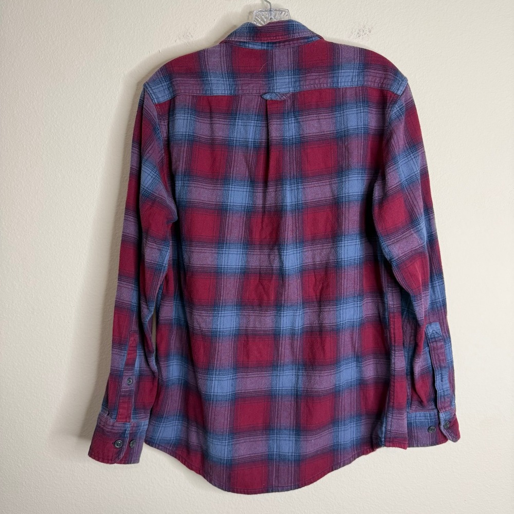 Eddie Bauer Flannel Shirt Mens M Red Blue Plaid Long Sleeve Cotton Button Up - Picture 4 of 5